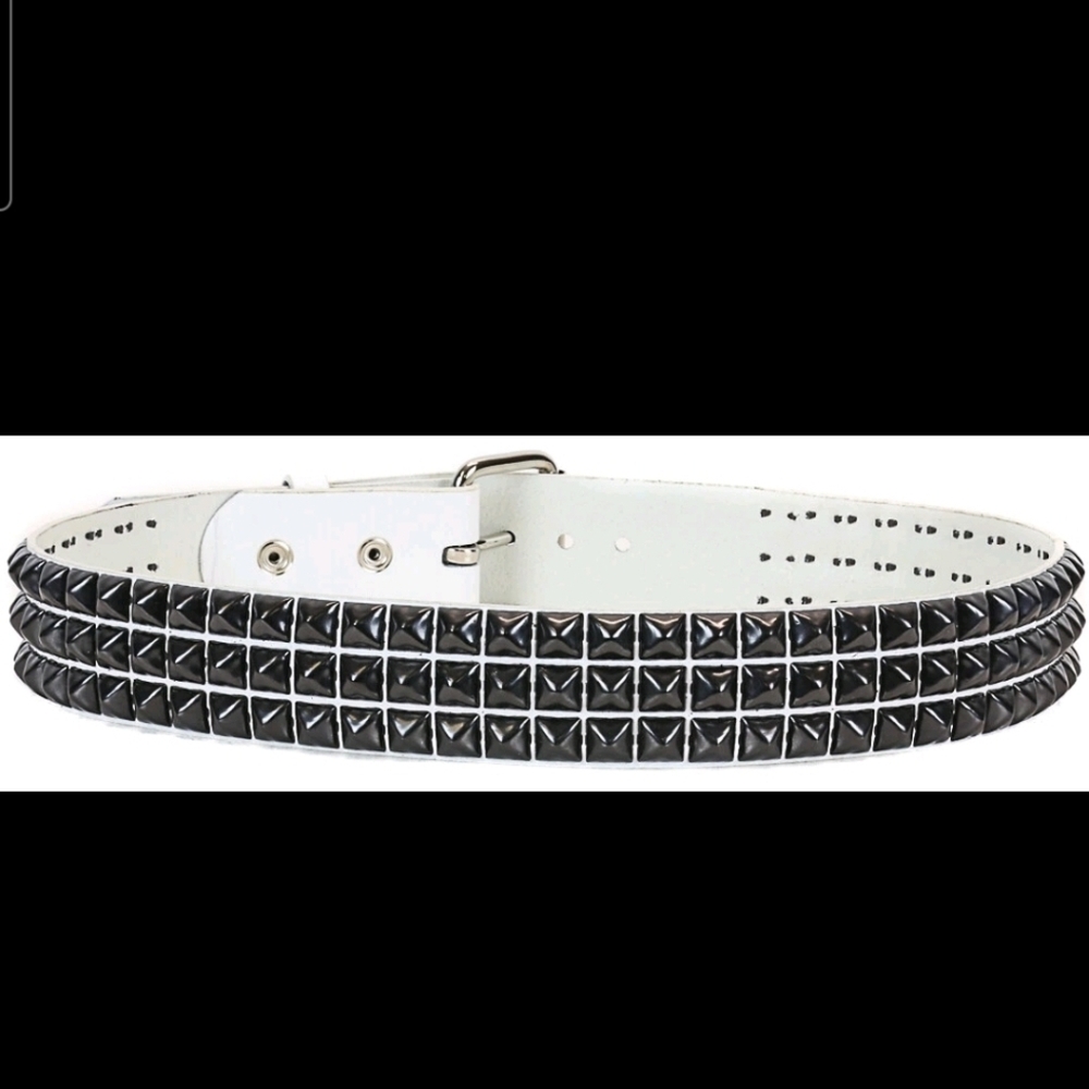White Studded Triple-Row Women’s Belt